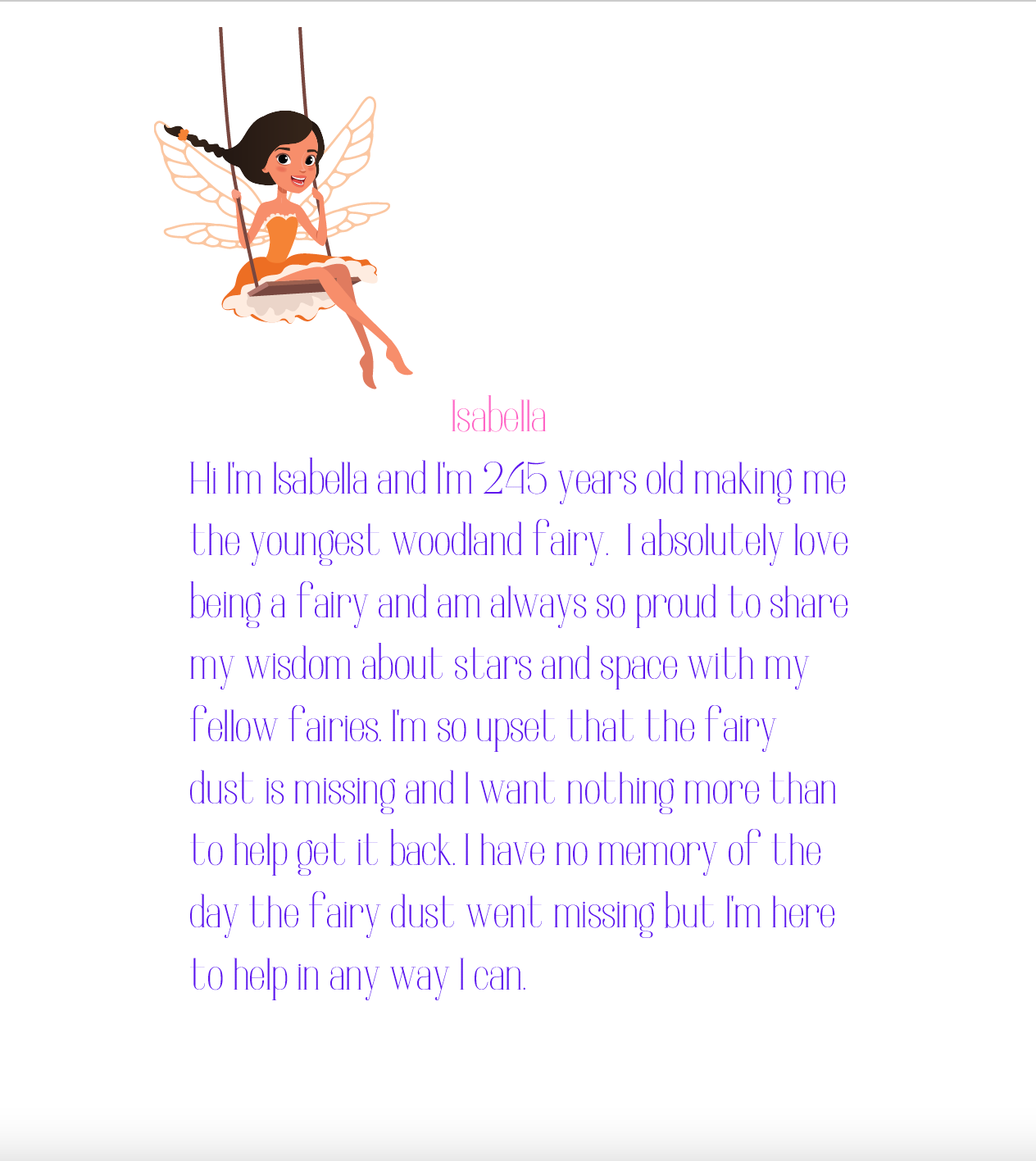 The Case of the Missing Fairy Dust Mystery Activity Book- with physical clues