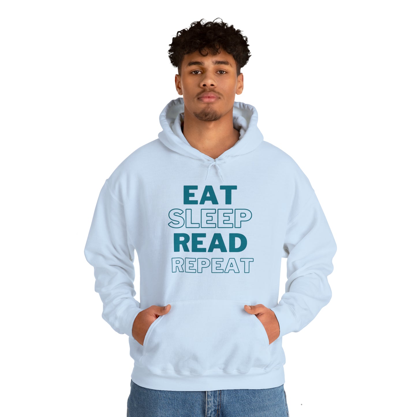 Eat, Sleep, Read, Repeat. Adult Unisex Heavy Blend™ Hooded Sweatshirt