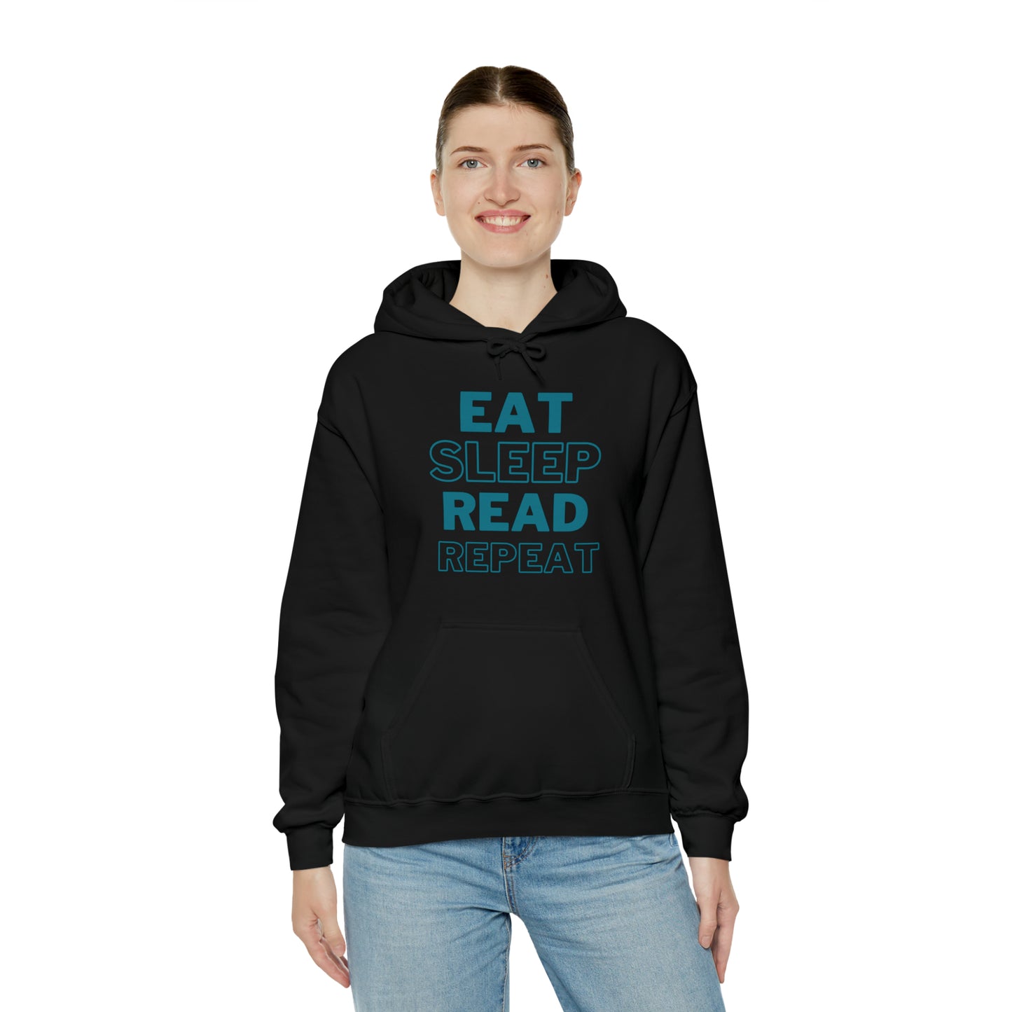 Eat, Sleep, Read, Repeat. Adult Unisex Heavy Blend™ Hooded Sweatshirt