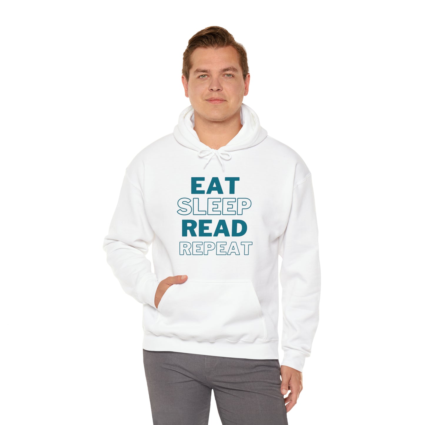 Eat, Sleep, Read, Repeat. Adult Unisex Heavy Blend™ Hooded Sweatshirt