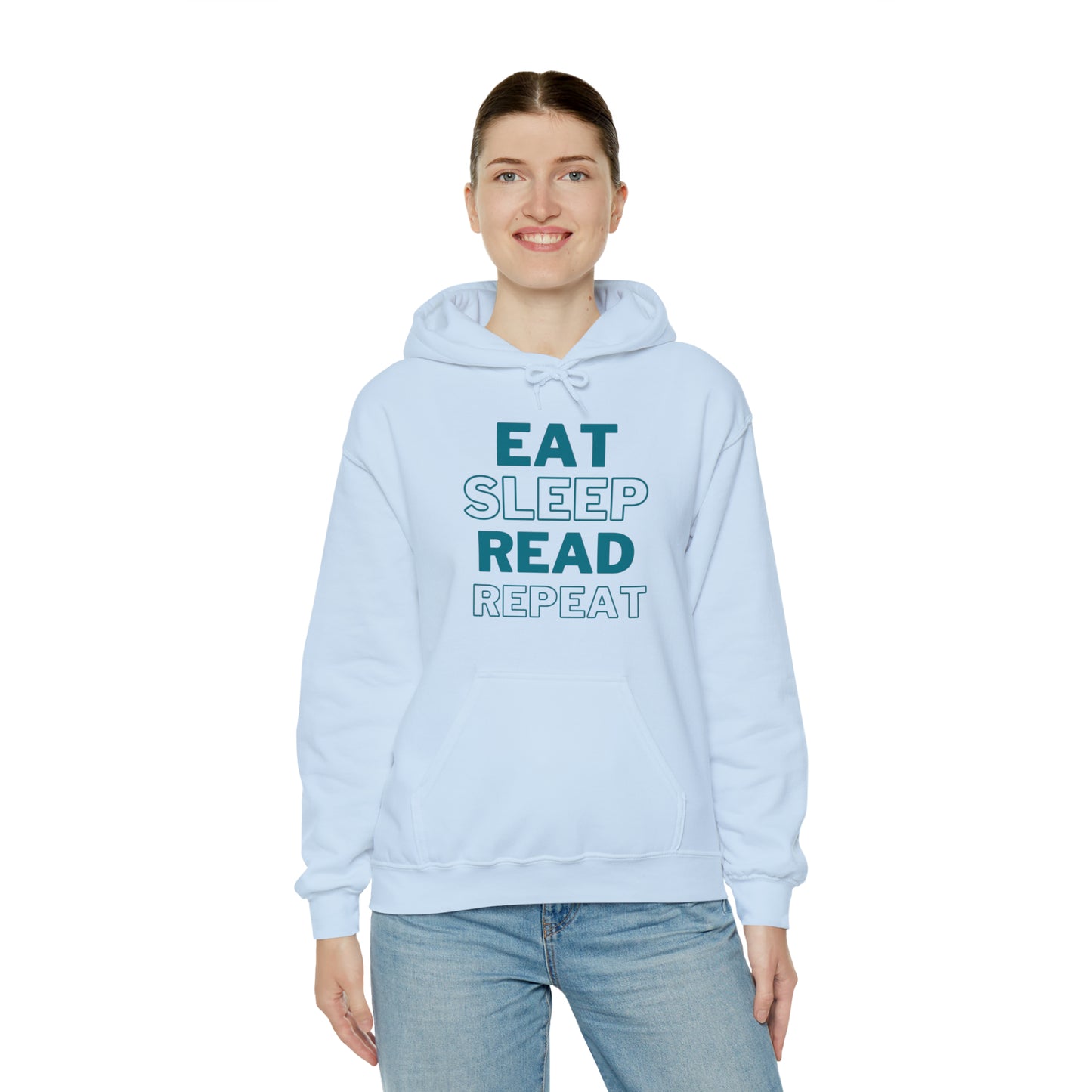 Eat, Sleep, Read, Repeat. Adult Unisex Heavy Blend™ Hooded Sweatshirt