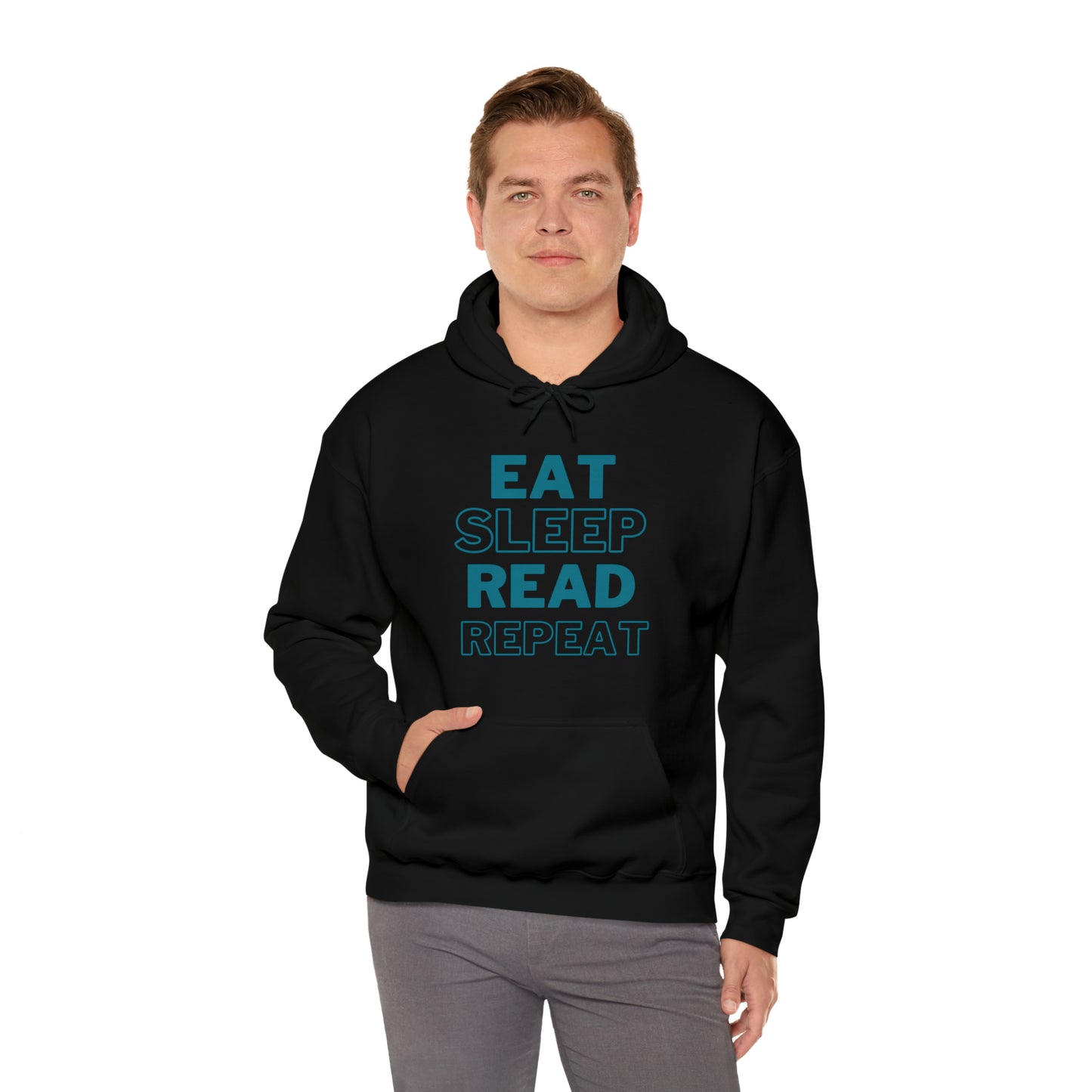 Eat, Sleep, Read, Repeat. Adult Unisex Heavy Blend™ Hooded Sweatshirt