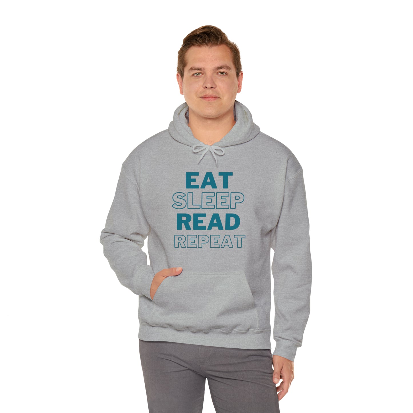 Eat, Sleep, Read, Repeat. Adult Unisex Heavy Blend™ Hooded Sweatshirt