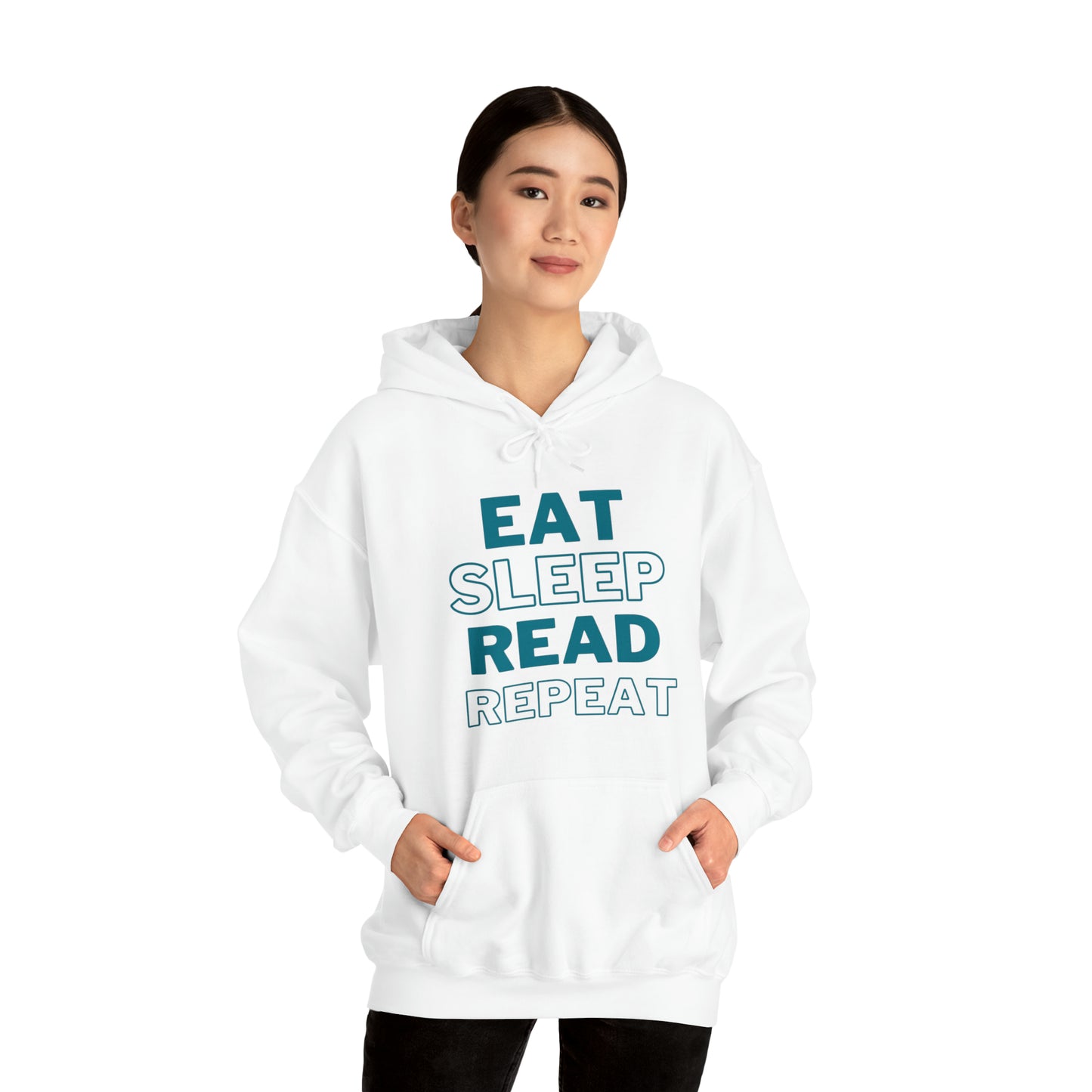 Eat, Sleep, Read, Repeat. Adult Unisex Heavy Blend™ Hooded Sweatshirt