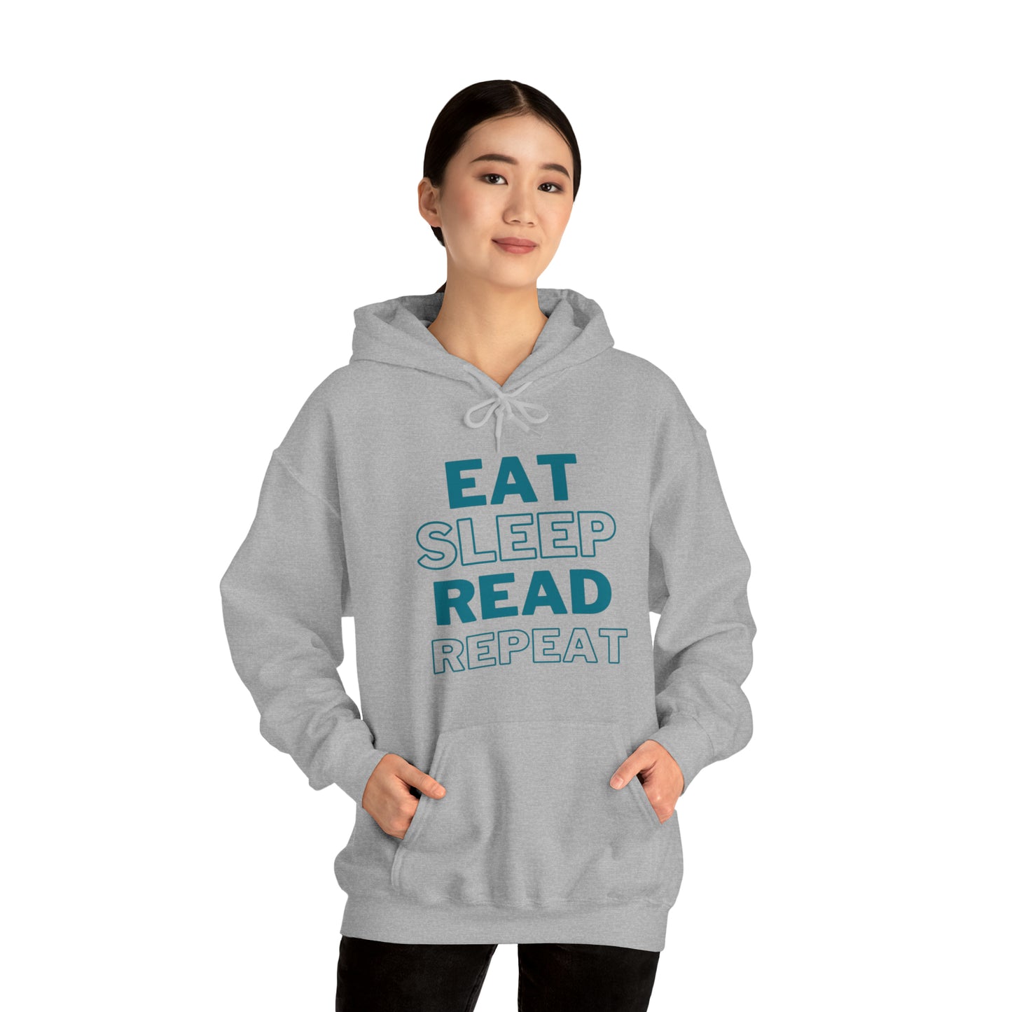 Eat, Sleep, Read, Repeat. Adult Unisex Heavy Blend™ Hooded Sweatshirt