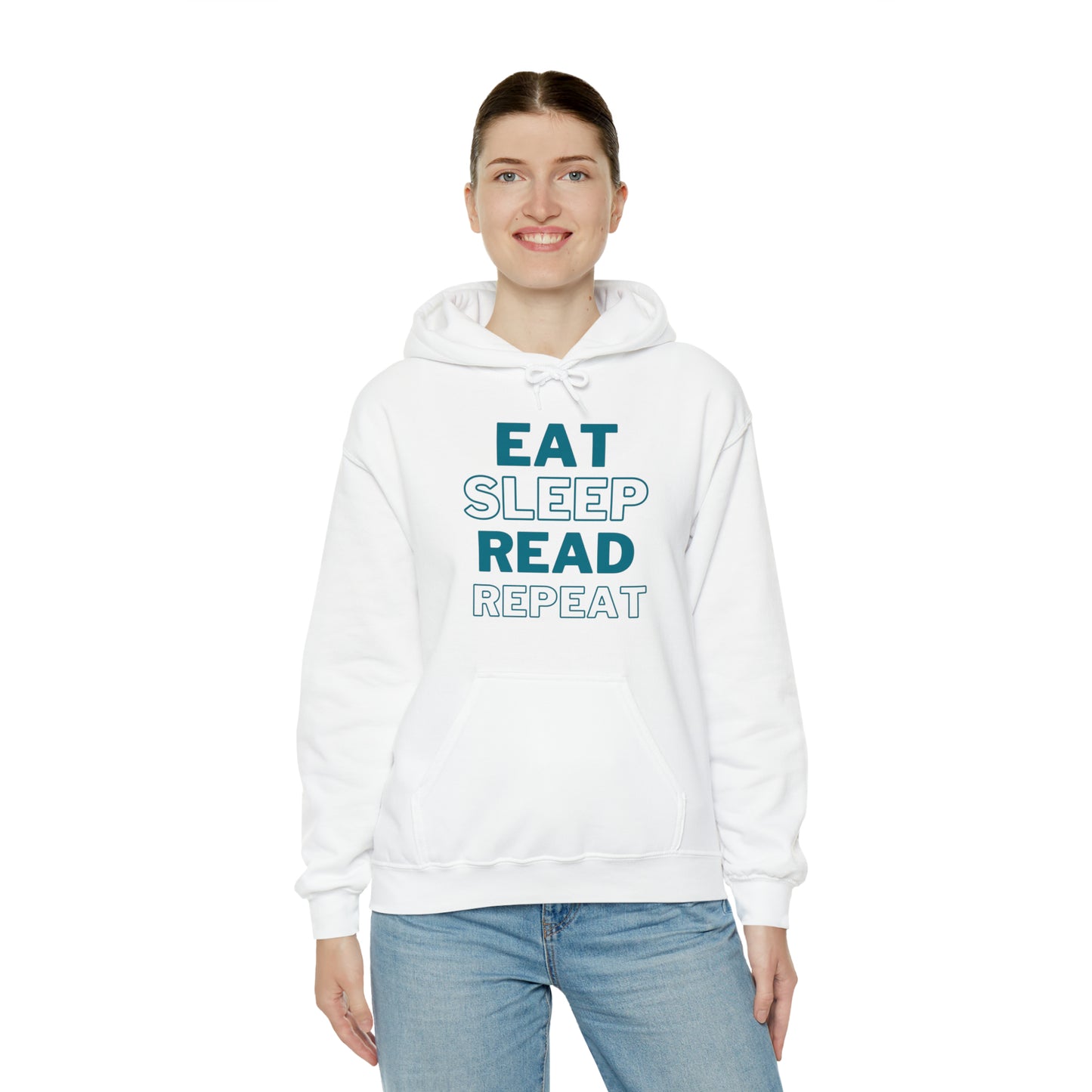 Eat, Sleep, Read, Repeat. Adult Unisex Heavy Blend™ Hooded Sweatshirt