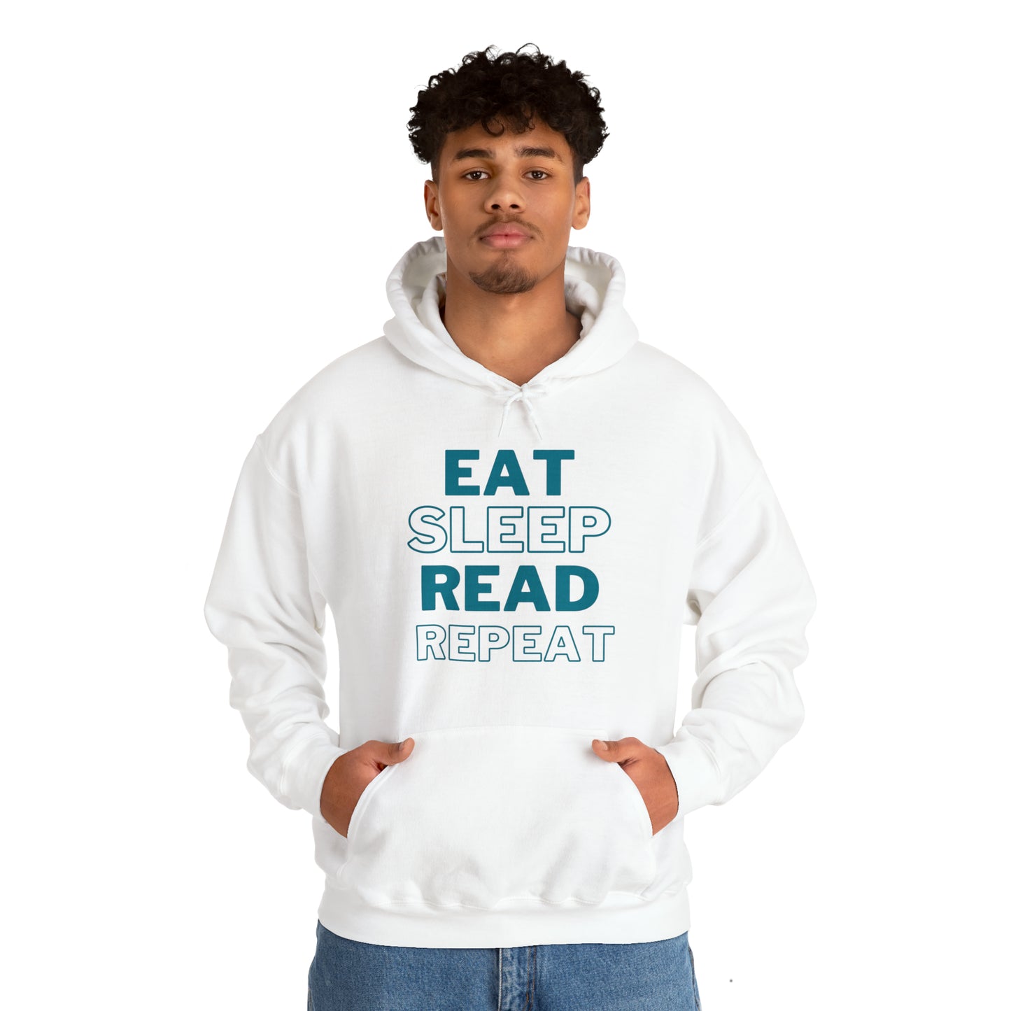 Eat, Sleep, Read, Repeat. Adult Unisex Heavy Blend™ Hooded Sweatshirt