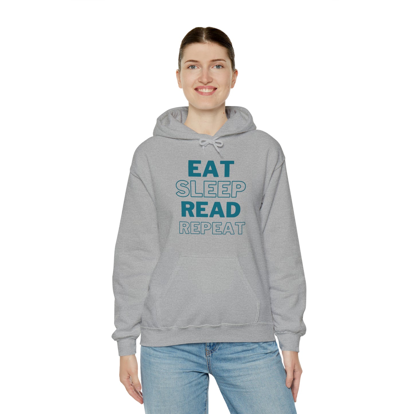 Eat, Sleep, Read, Repeat. Adult Unisex Heavy Blend™ Hooded Sweatshirt